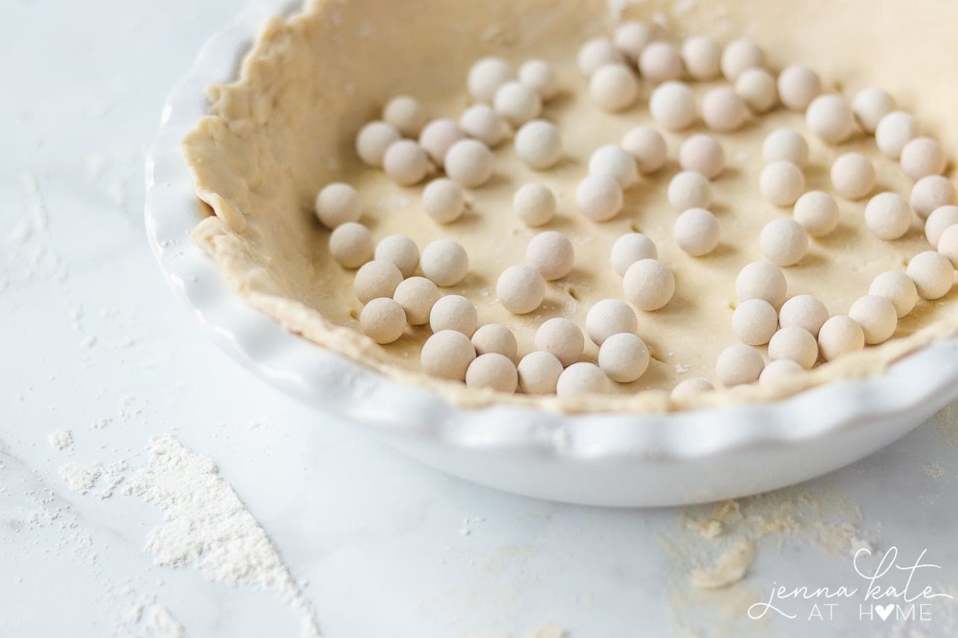 baking beads in unbaked pie shell