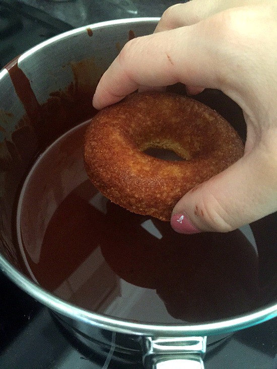 Paleo donut recipe - dunked in a chocolate glaze! Yum!