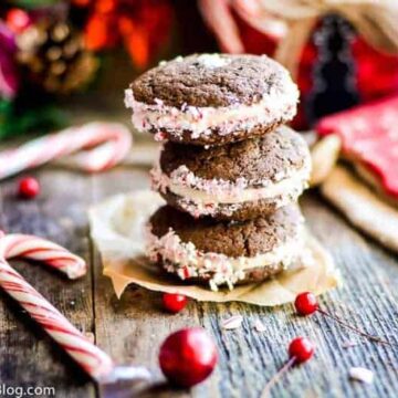 Chocolate and Peppermint cookies stacked