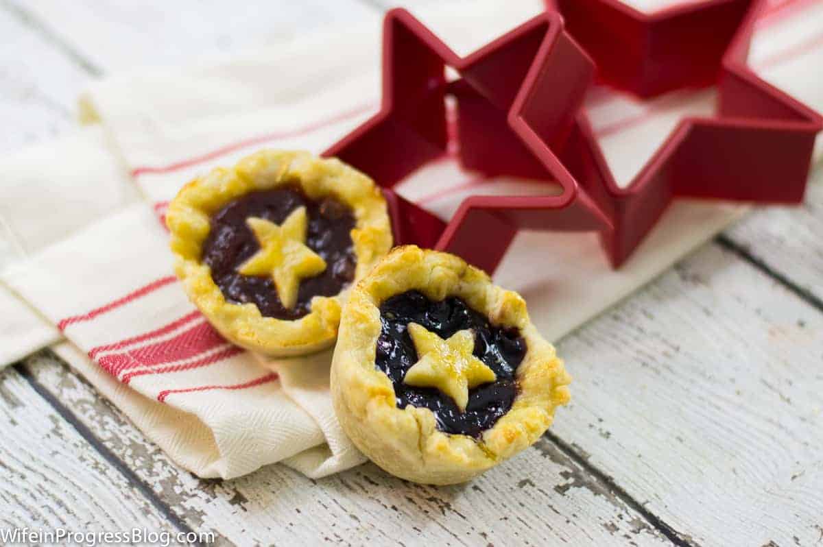two mini tarts filled with jam