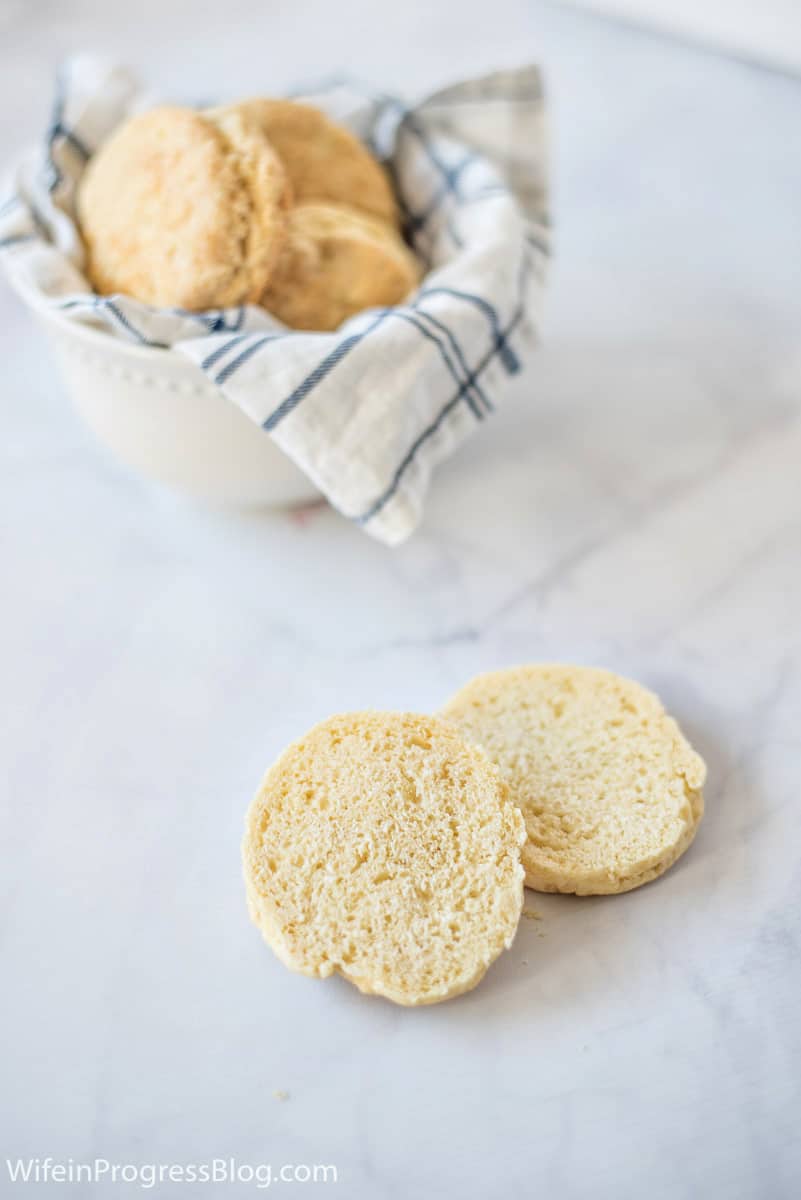 Scone cut open to reveal light and fluffy texture