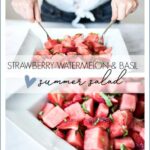 Looking for 4th of July food ideas? This strawberry, watermelon and basil fruit salad is the perfect refreshing side dish for an Independence Day party or any summer gathering.