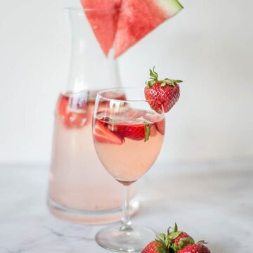 Strawberry Watermelon Basil Rose Cocktail