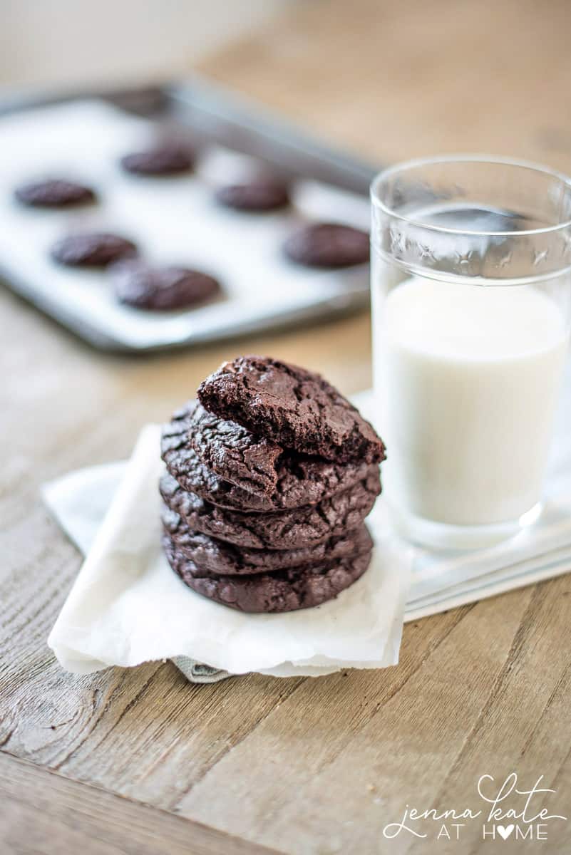 Soft batch double chocolate paleo cookies. Dairy free, no flour and no refined sugar