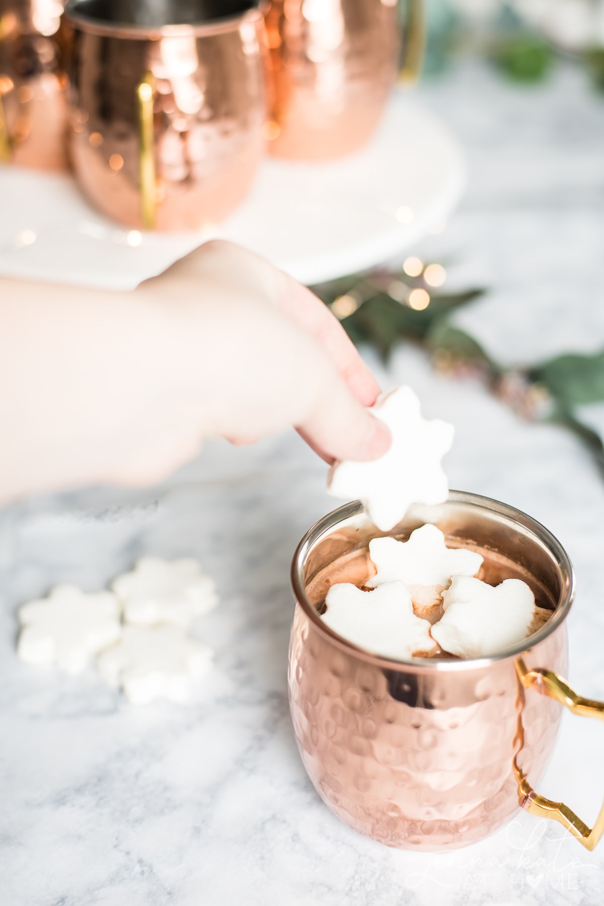 Top a warm mug of this creamy hot chocolate with fluffy marshmallows for a perfect winter drink