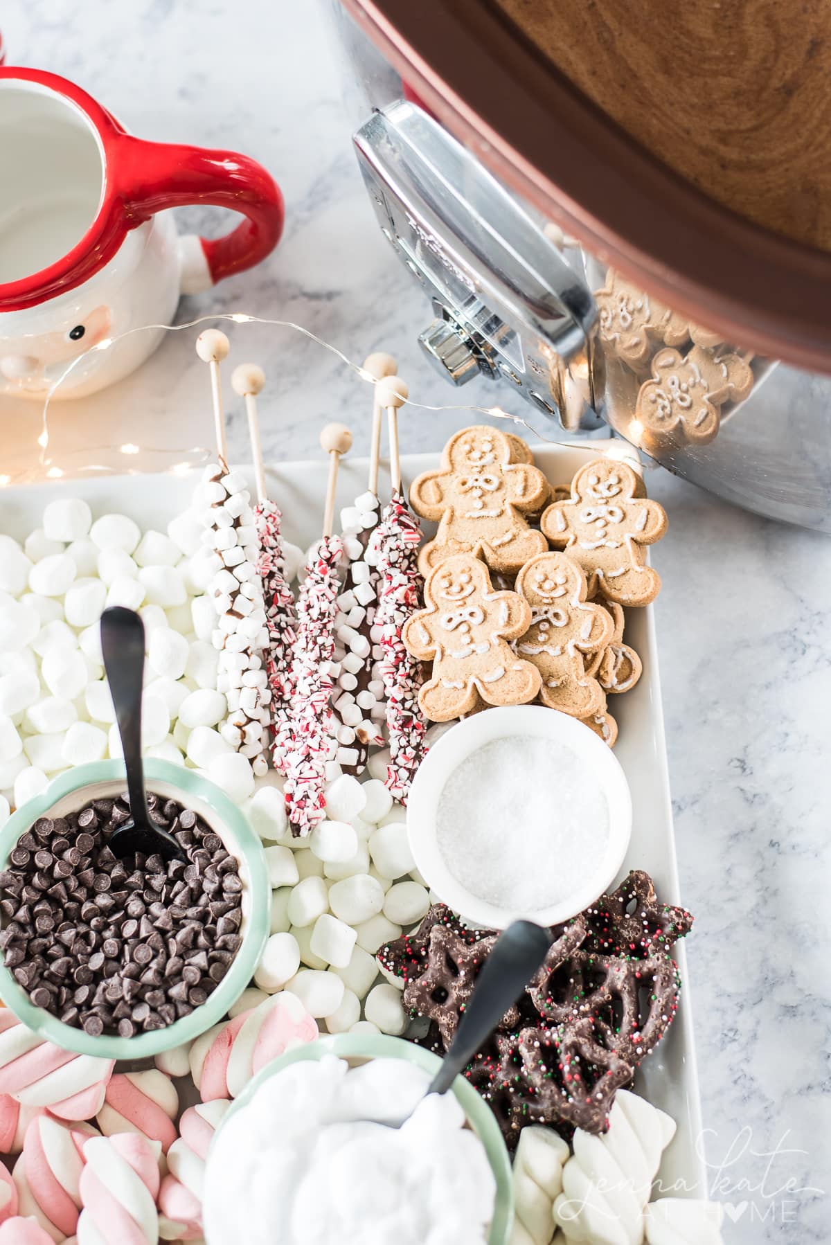 this easy Dessert Charcuterie Board has all the perfect accessories for a delicious cup of hot chocolate