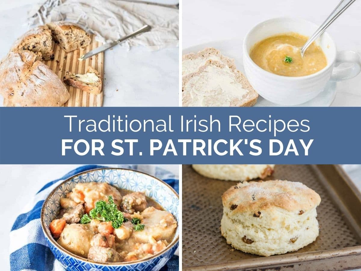 Traditional Irish recipes for St.Patrick's Day header with text overlay