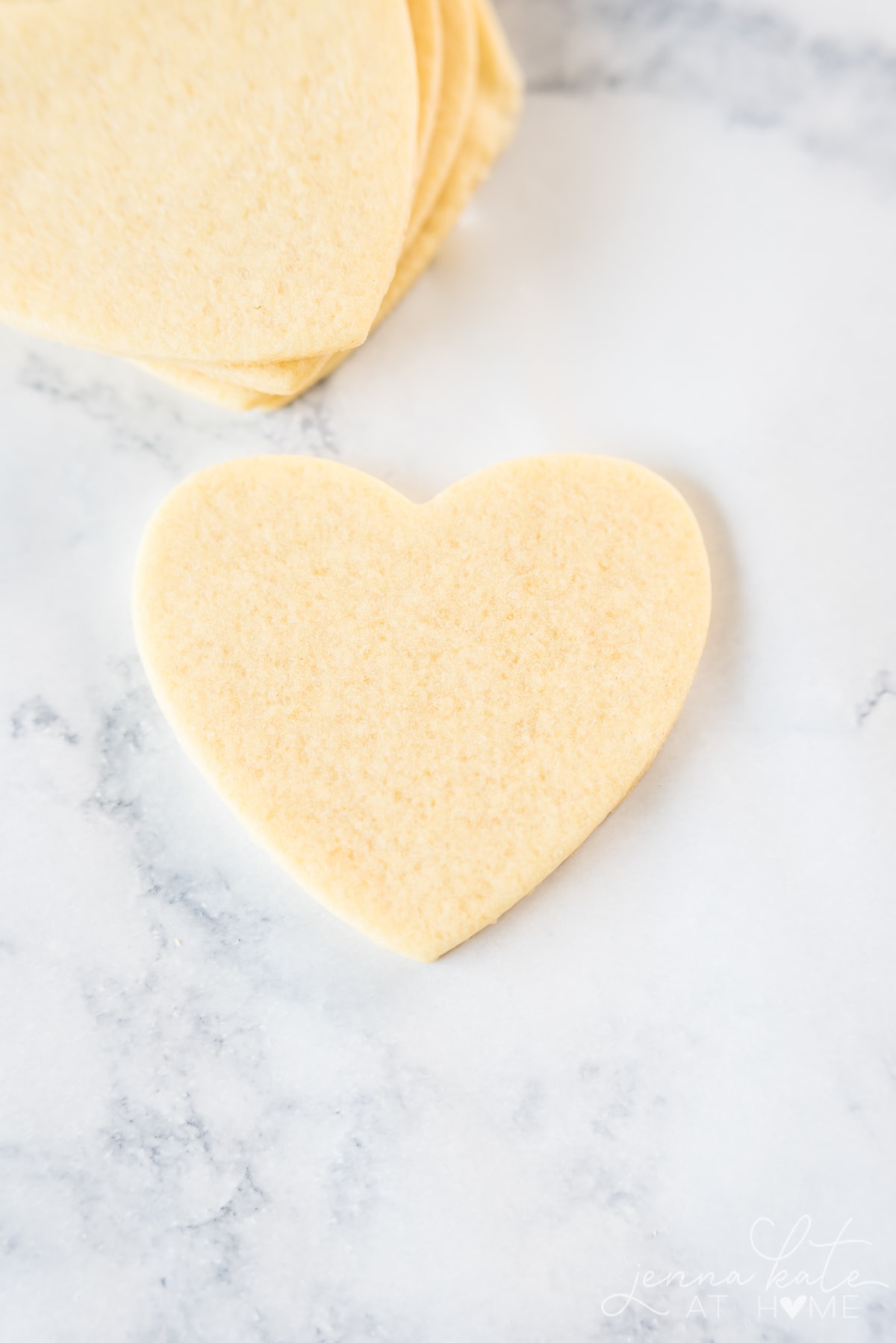 Cut out heart shaped sugar cookie