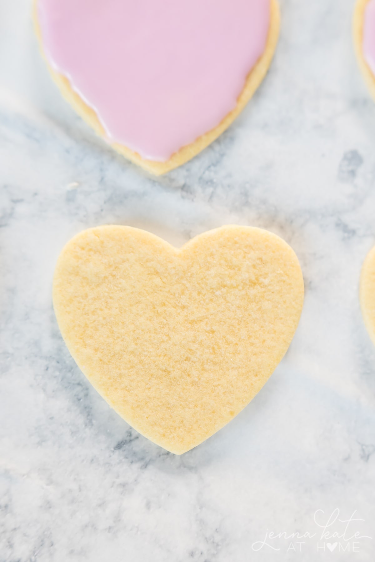 Rolled sugar cookie hearts