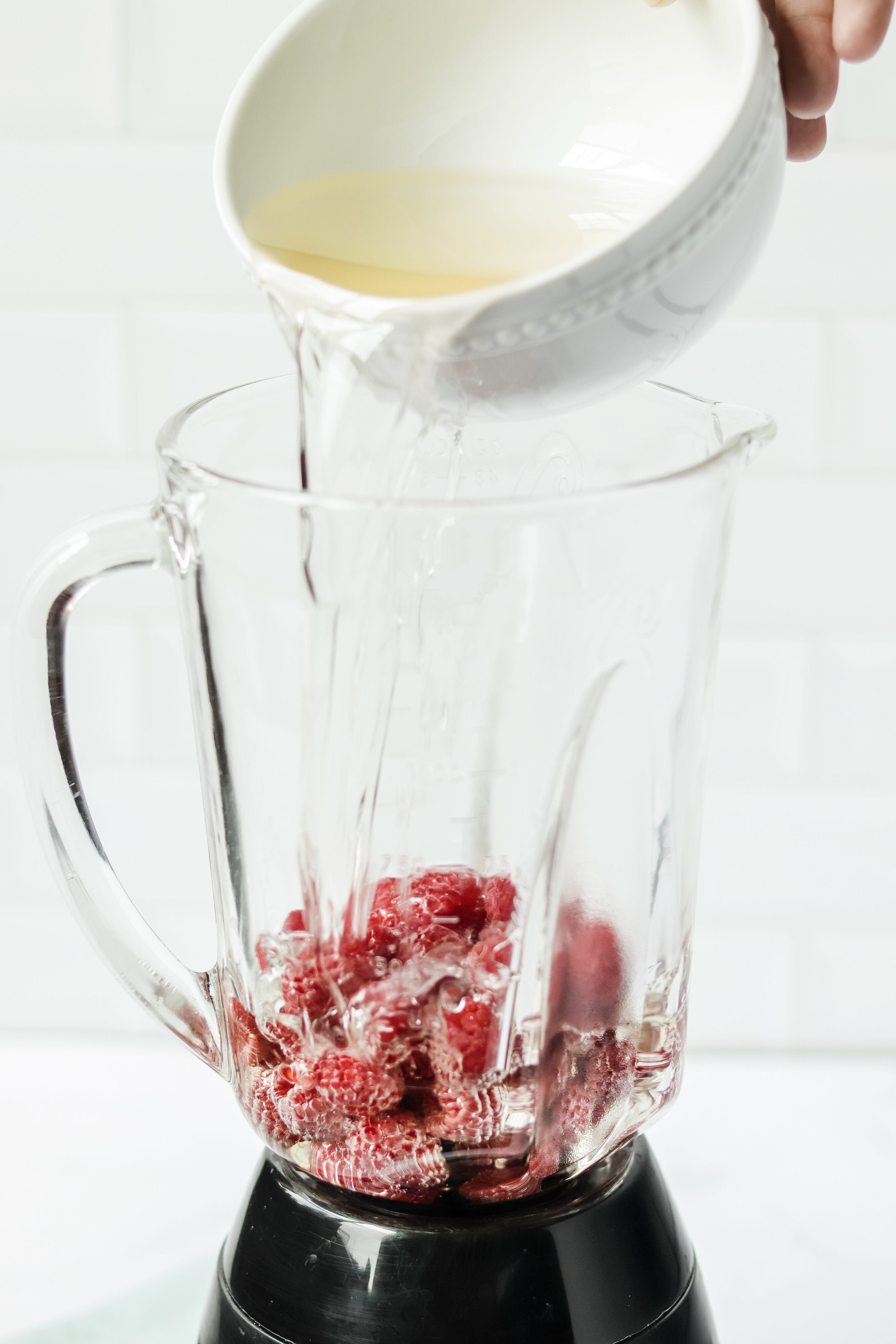 Simple syrup and fruit in the blender