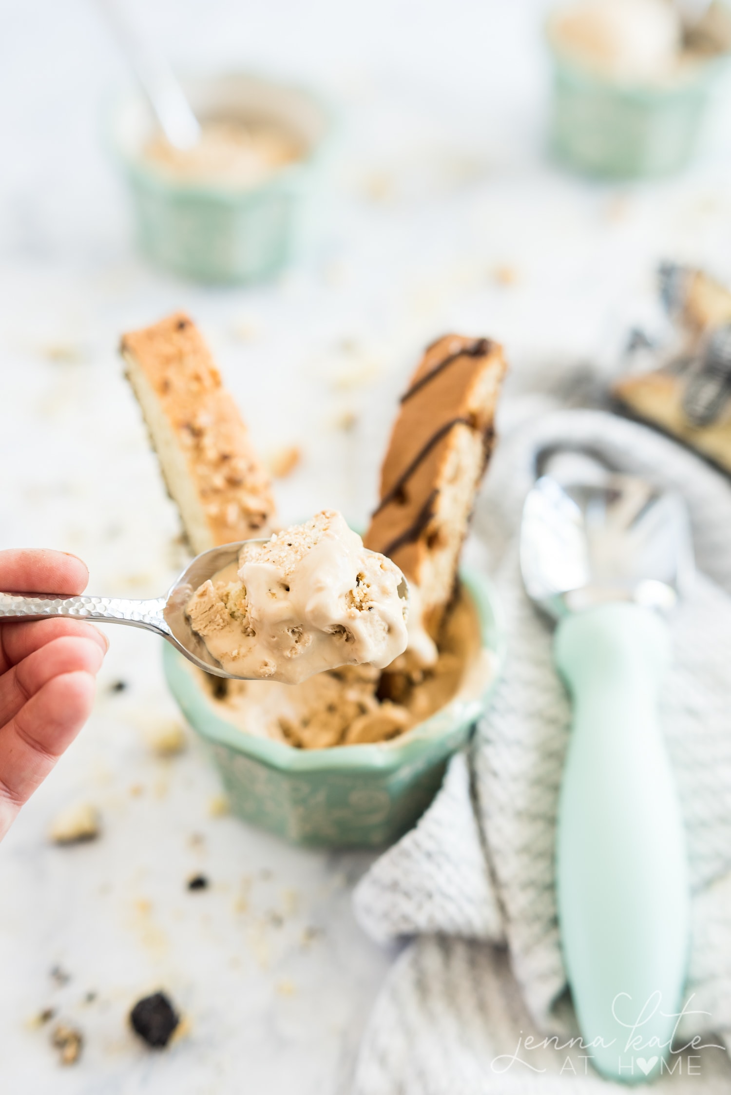 Close up of ice cream on a spoon
