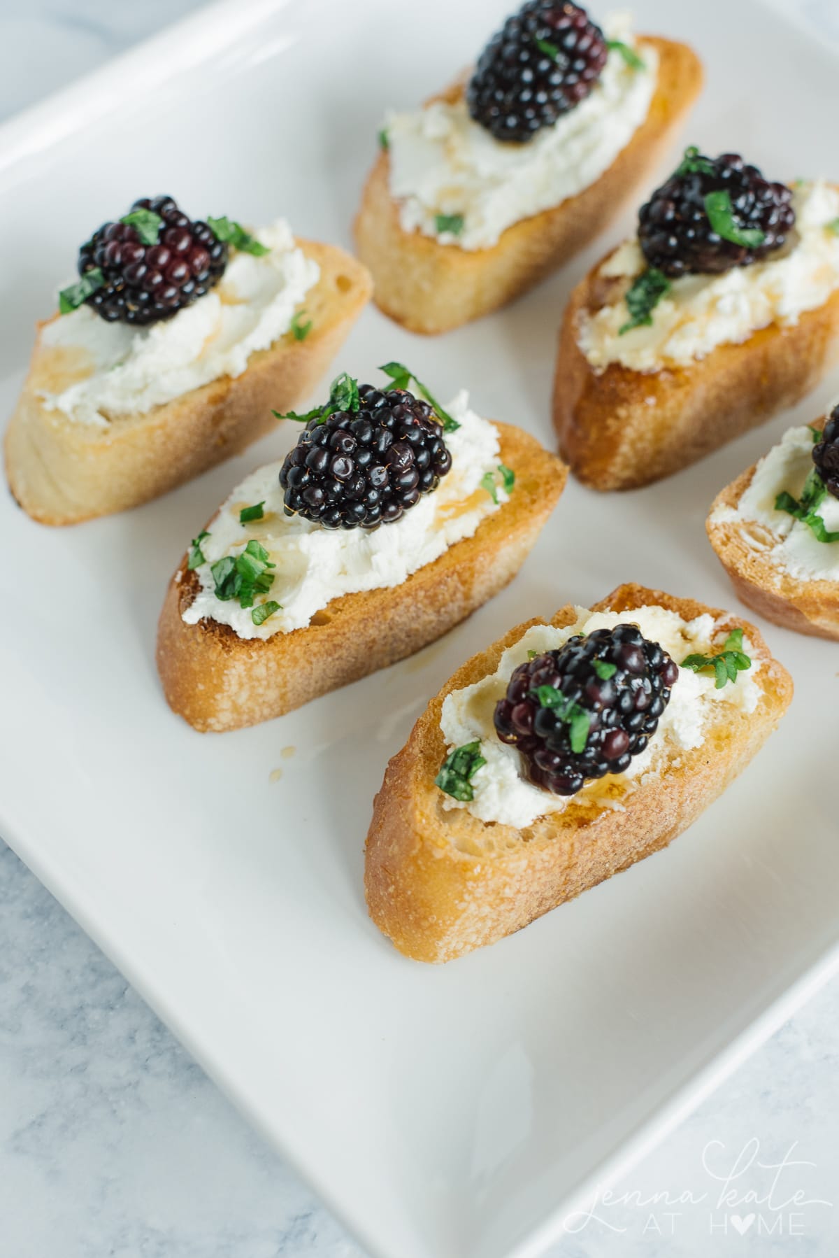 Easy late summer or early fall appetizers with goat cheese and blackberries