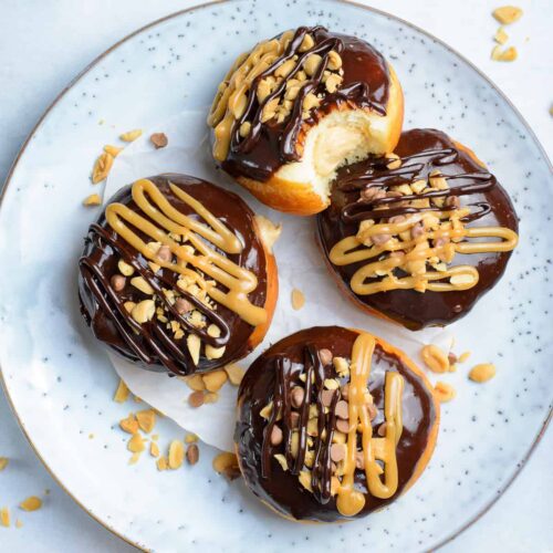 plate of reese's peanut butter filled donuts