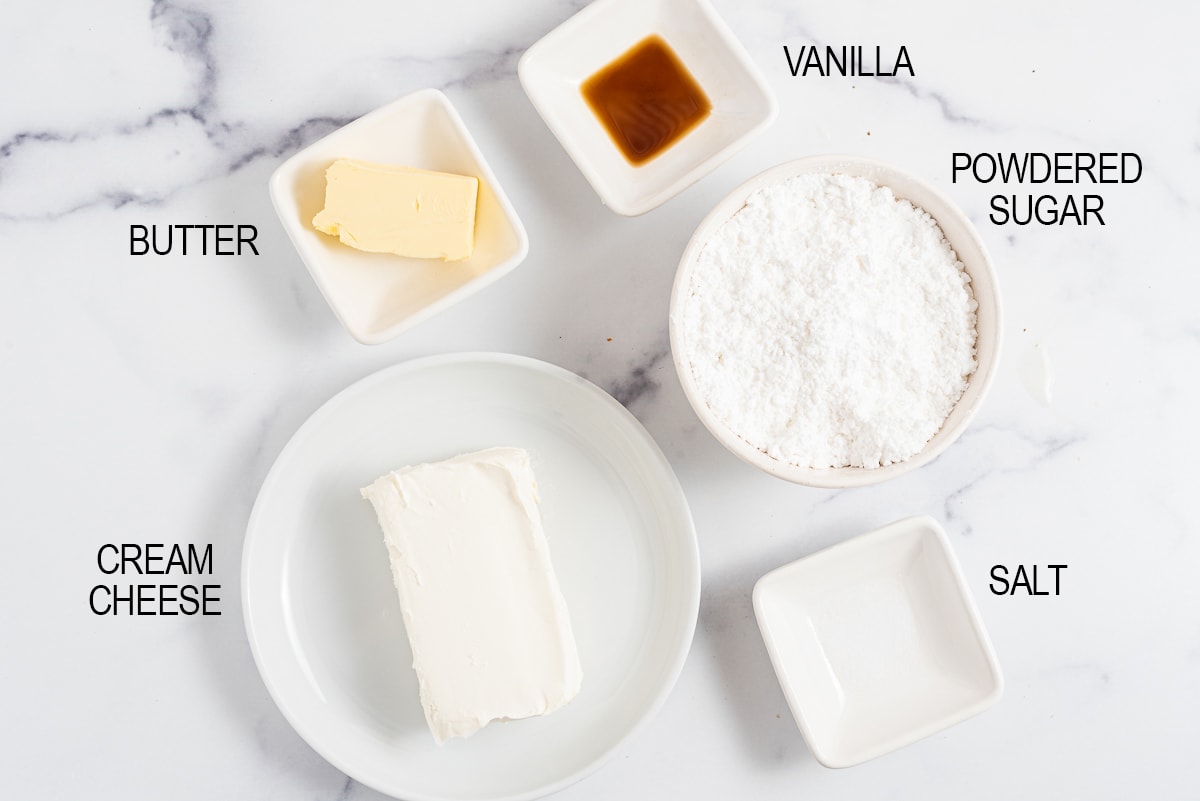 ingredients for the cream cheese frosting